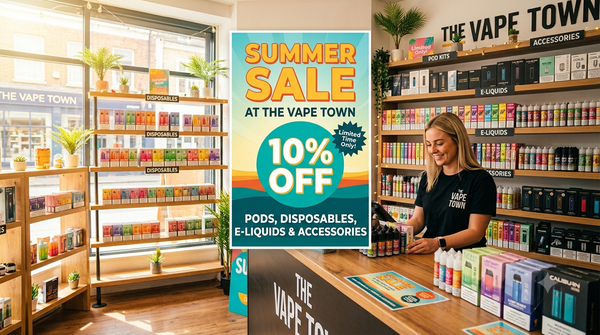 Summer Sale at The Vape Town: 10% Off Pods, Disposables, E-Liquids & Accessories