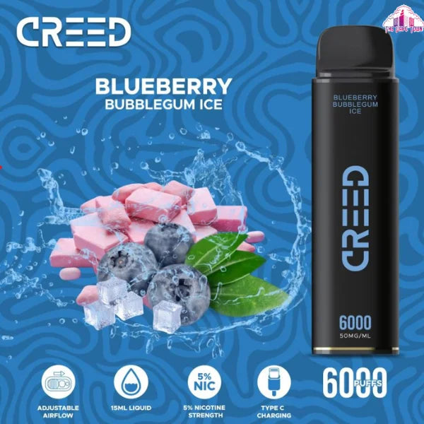 Creed 6000 Puffs Blueberry Bubblegum Ice Disposable Vape