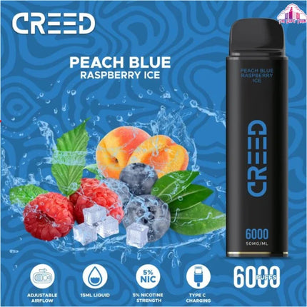 Creed 6000 Puffs Disposable Vape - Peach Blue Raspberry Ice