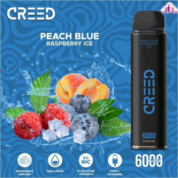Creed 6000 Puffs Peach Blue Raspberry Ice Disposable Vape