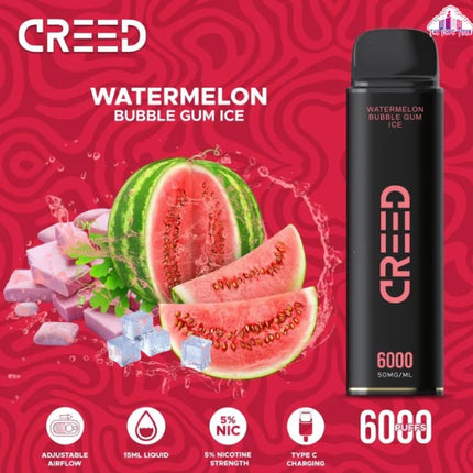 Creed 6000 Puffs Disposable Vape - Watermelon Bubblegum Ice