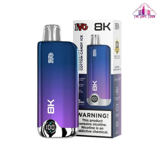 IVG 8K Puff Disposable Vape Blueberry Cotton Candy Ice (35mg) The Vape Town IVG 8K Puff Disposable Vape Blueberry Cotton Candy Ice (35mg) The Vape Town