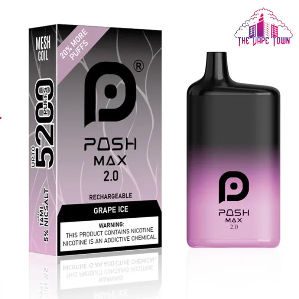 Posh Max 2.0 - Grape Ice 5200 Puffs The Vape Town Posh Max 2.0 - Grape Ice 5200 Puffs The Vape Town