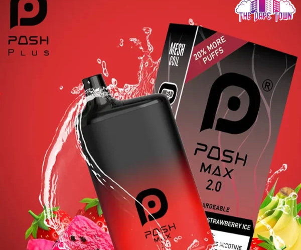 posh 2.0 vape Max – Dragon Banana Strawberry Ice (5200 Puffs) – The Town Select Flavor ::Double Peach recharge disposables Flum Bar Flavors |
