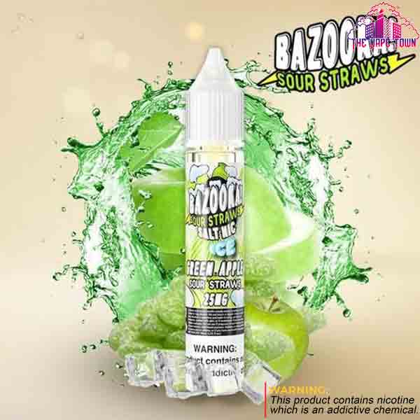 Bazooka Green Apple Fruit Ice Sour Straws Salt Nic - 30ml