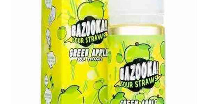 Bazooka Green Apple Sour Straws Free Base E-juice - 100ml