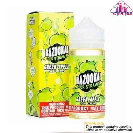 Bazooka Green Apple Sour Straws Free Base E-juice - 100ml