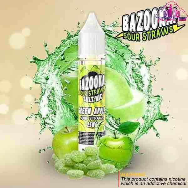 Bazooka Green Apple Sour Straws Nic Salt E-juice - 30ml