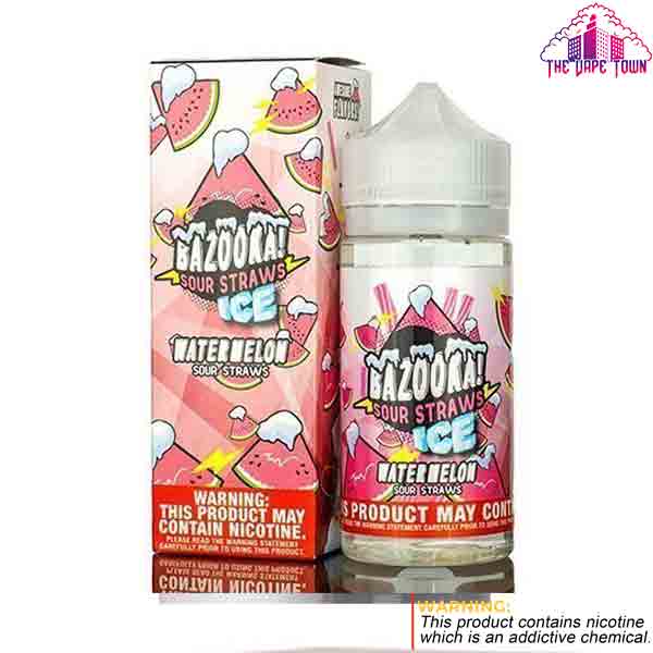 Bazooka Ice Sweet & Sour Straws Watermelon 3/6mg Vape - 100ml
