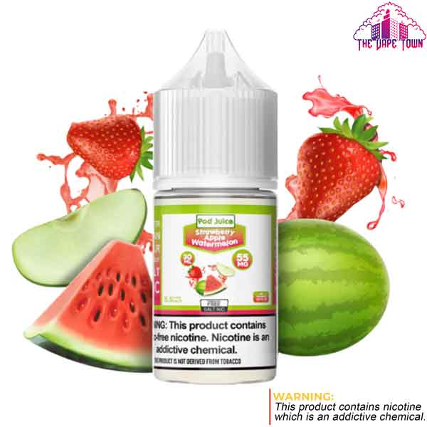 Pod Juice E-Liquid Strawberry Apple Watermelon Ice Nic Salt - 30ml